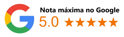 Imagem ilustrativa exibindo a nota máxima de 5.0 estrelas no Google.